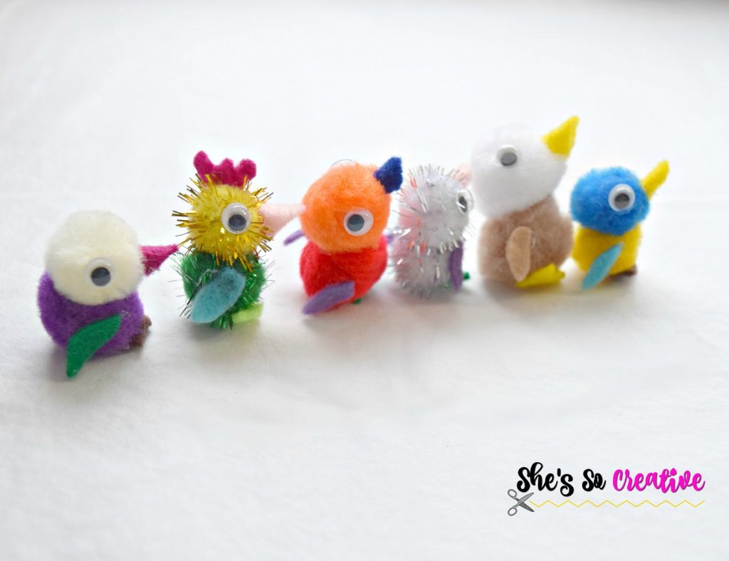 Hot to Make Pom Pom Birds - Free Craft Tutorial 14 Spring Craft Ideas - Pom Pom Birds tutorial - Bird Crafts - Kids Craft Ideas - Fun crafts for kids