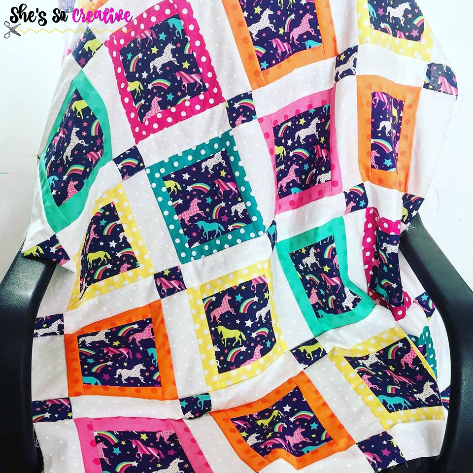 How to Make a Modern Log Cabin Quilt - Free Sewing Tutorial 5 Unicorn Quilt - Easy Quilt for Beginners - Free Quilt Sewing Tutorial - Free Quilt Pattern - Quilting for Beginners