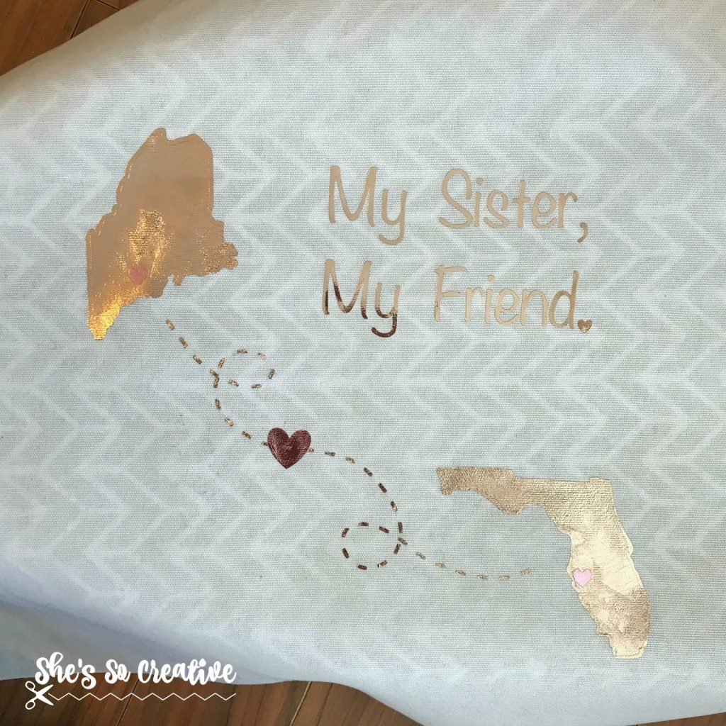 My Sister, My Friend Pillow Cover front before seaming - Pillow Cover Sewing Pattern