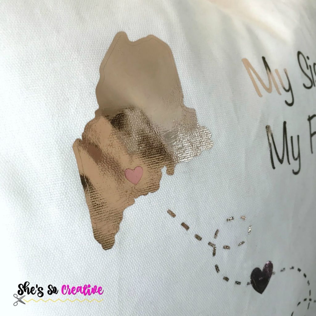 Close-up of Maine image on My Sister, My Friend Pillow Cover