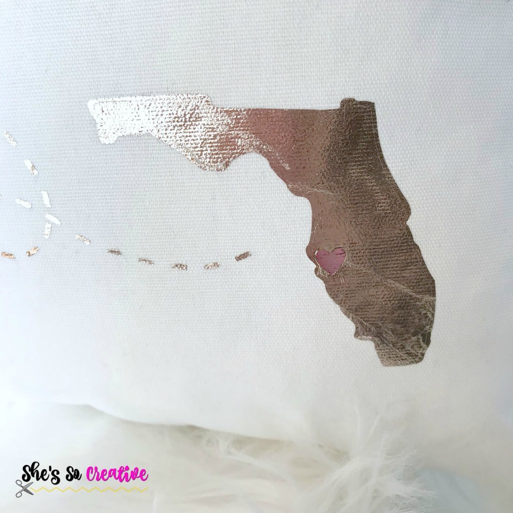 Close-up of Florida Iron On for My Sister, My Friend Pillow Cover - Sister Pillow Cover - Sister Gift Ideas  - Gift Ideas for Sisters -  Gift Ideas for Long Distance